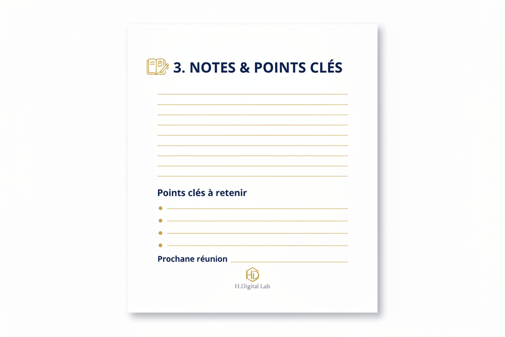 Agenda de Réunion | Compte-Rendu & Suivi Professionnel - H Digital Lab