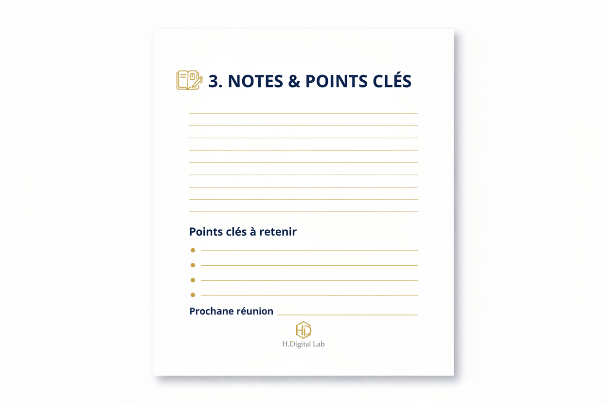 Agenda de Réunion | Compte-Rendu & Suivi Professionnel - H Digital Lab