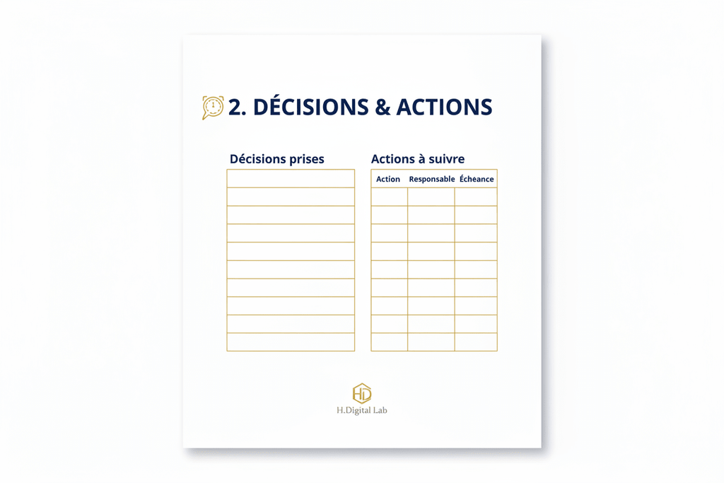 Agenda de Réunion | Compte-Rendu & Suivi Professionnel - H Digital Lab