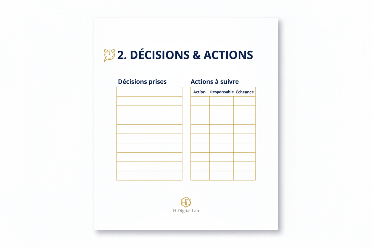 Agenda de Réunion | Compte-Rendu & Suivi Professionnel - H Digital Lab