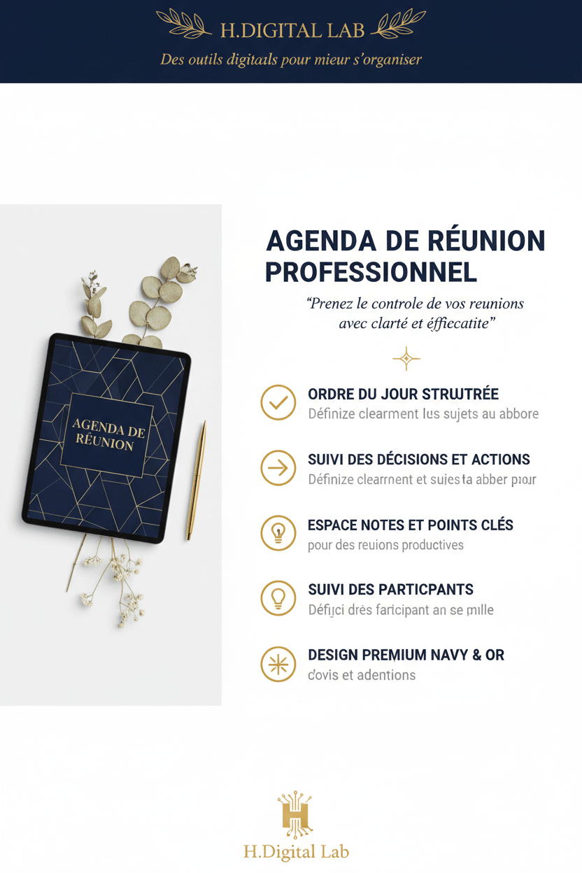 Agenda de Réunion | Compte-Rendu & Suivi Professionnel - H Digital Lab