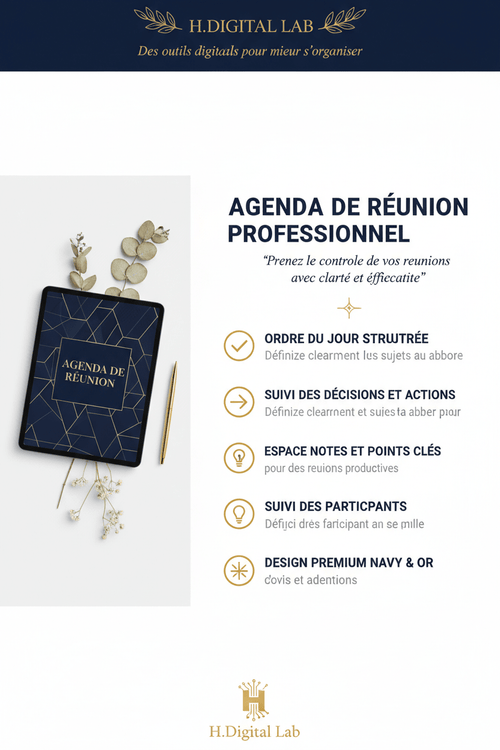 Agenda de Réunion | Compte-Rendu & Suivi Professionnel - H Digital Lab