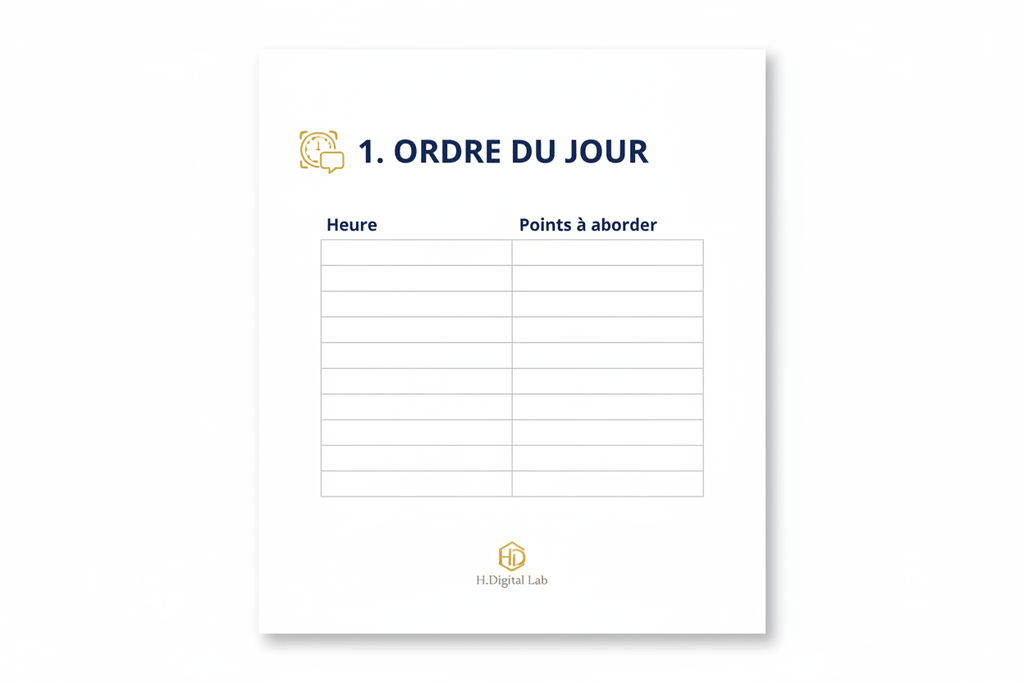 Agenda de Réunion | Compte-Rendu & Suivi Professionnel - H Digital Lab
