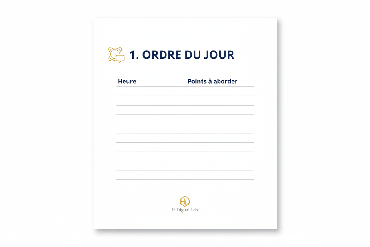 Agenda de Réunion | Compte-Rendu & Suivi Professionnel - H Digital Lab