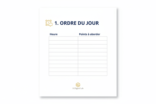 Agenda de Réunion | Compte-Rendu & Suivi Professionnel - H Digital Lab