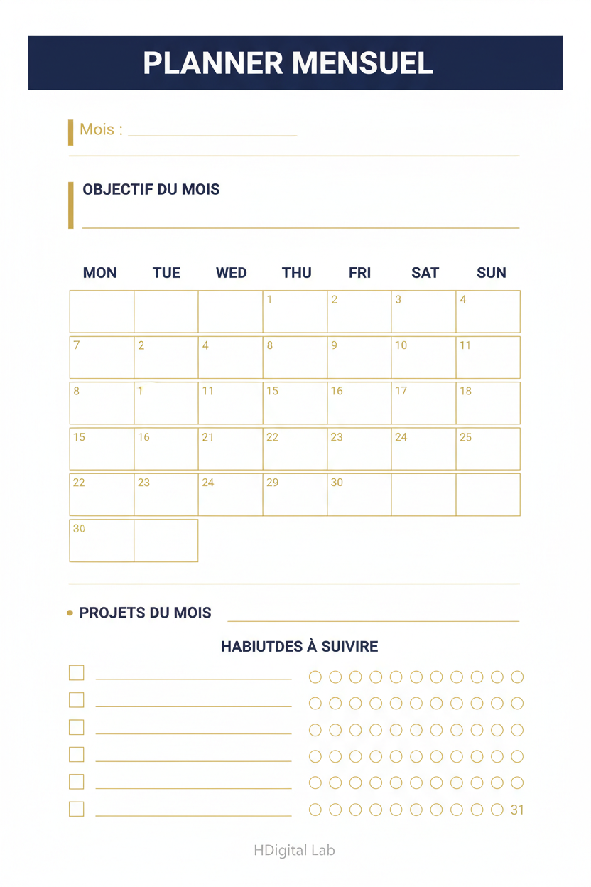 Carte – Planner Mensuel