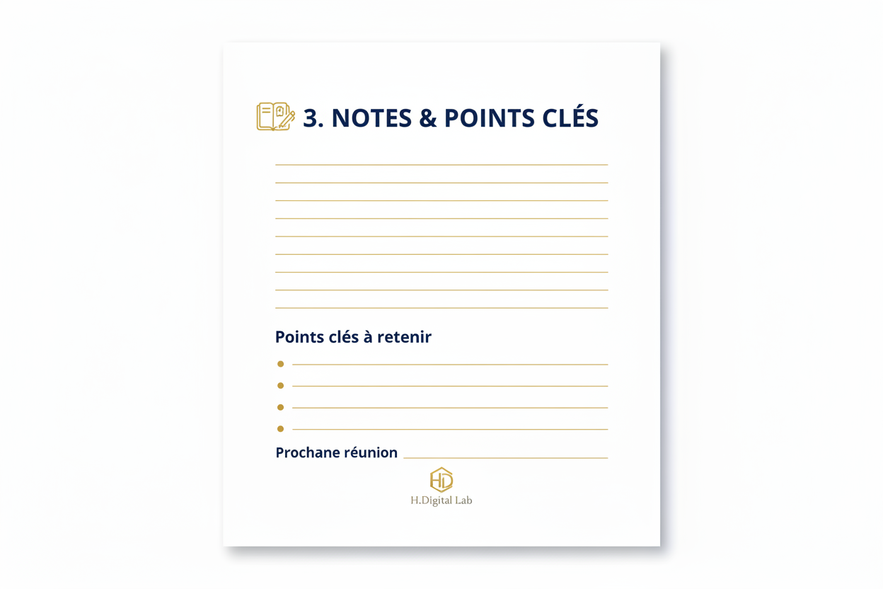 Notes & Points Clés - Agenda Réunion Professionnel H.Digital Lab