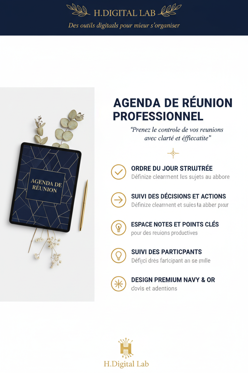 1. Hero - Agenda de Réunion Professionnel