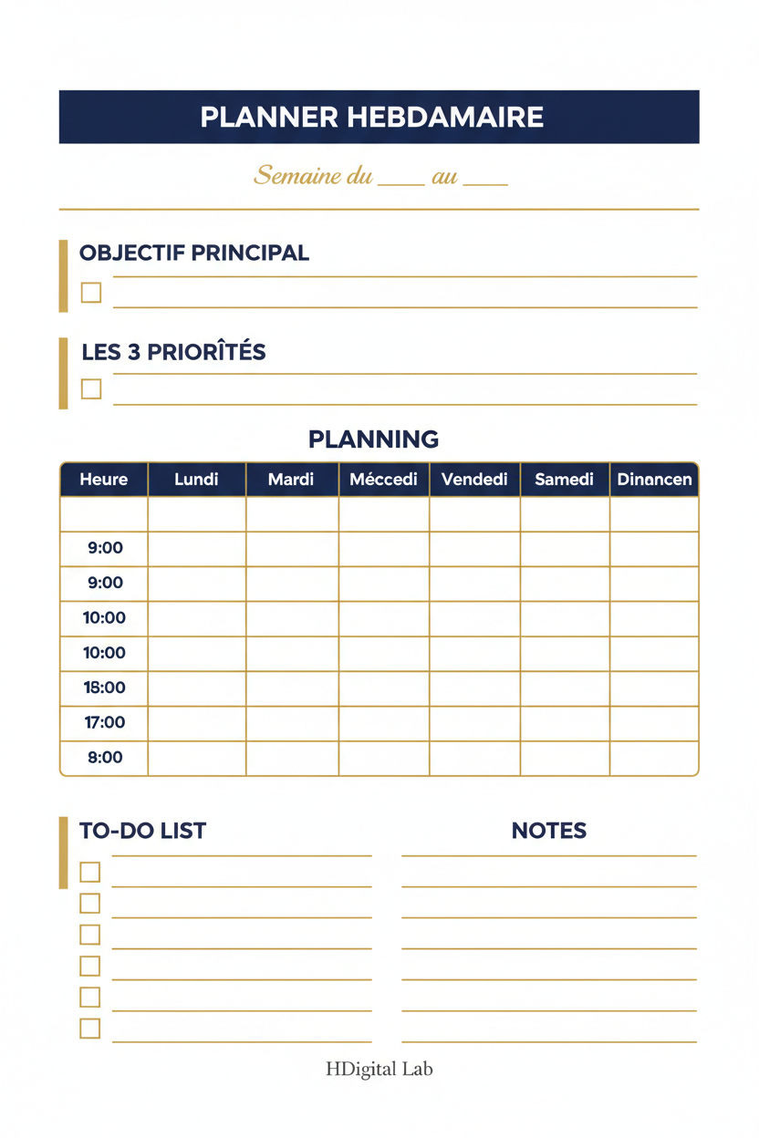 Carte Maître 001 – Planning Hebdomadaire
