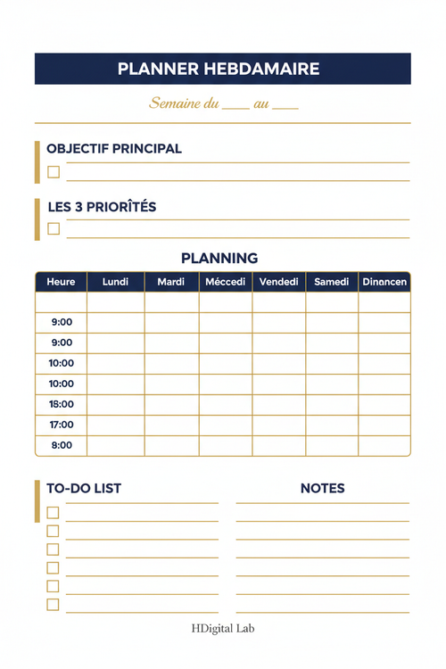 Carte Maître 001 – Planning Hebdomadaire