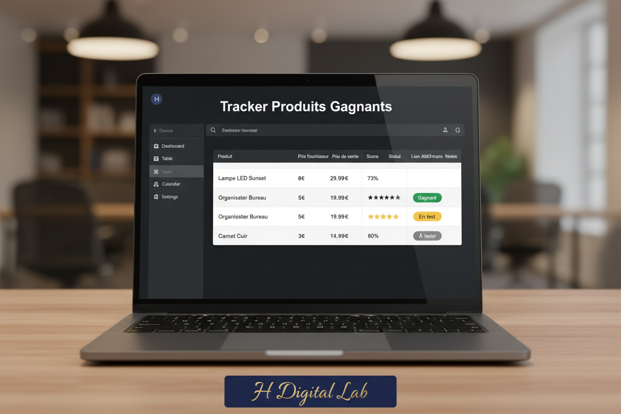 Mockup Dashboard Notion — Tracker Produits Gagnants