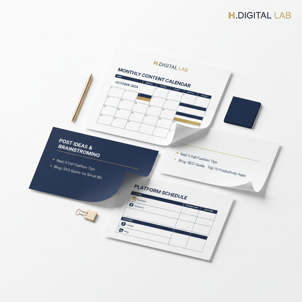 Flat lay Calendrier Éditorial