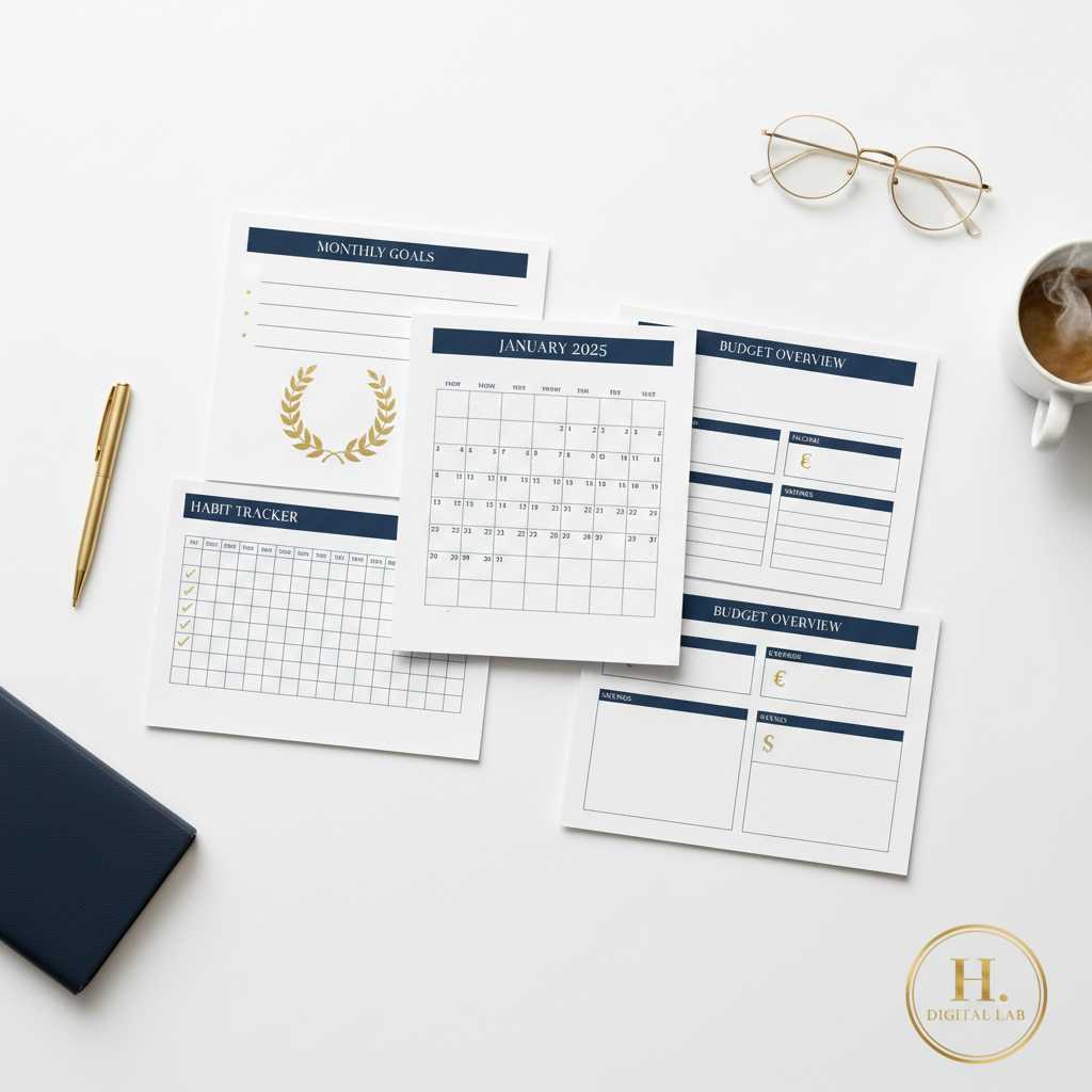Flat lay Planner Mensuel