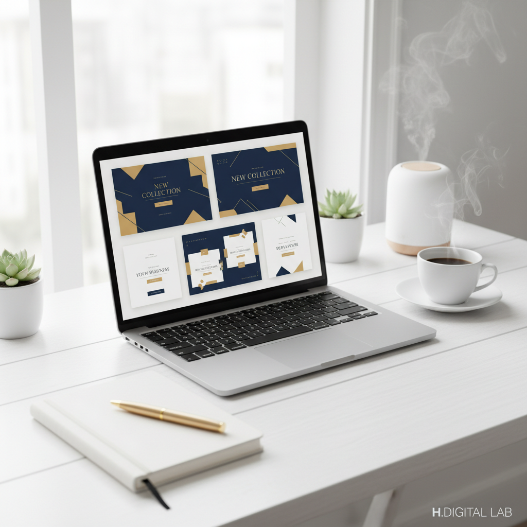 Lifestyle MacBook Template marketing Canva