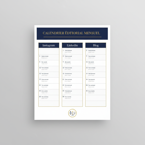 Calendrier Éditorial - Vue Mensuelle