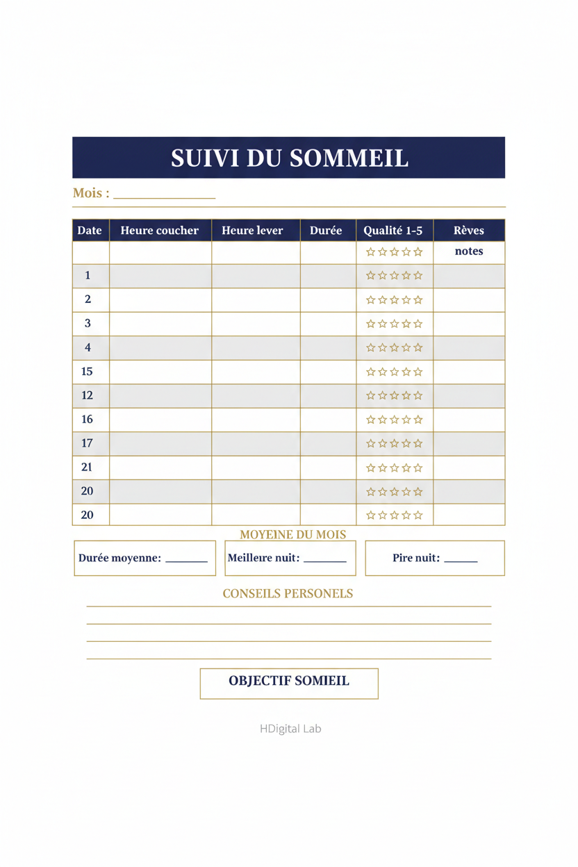 Carte – Suivi du Sommeil