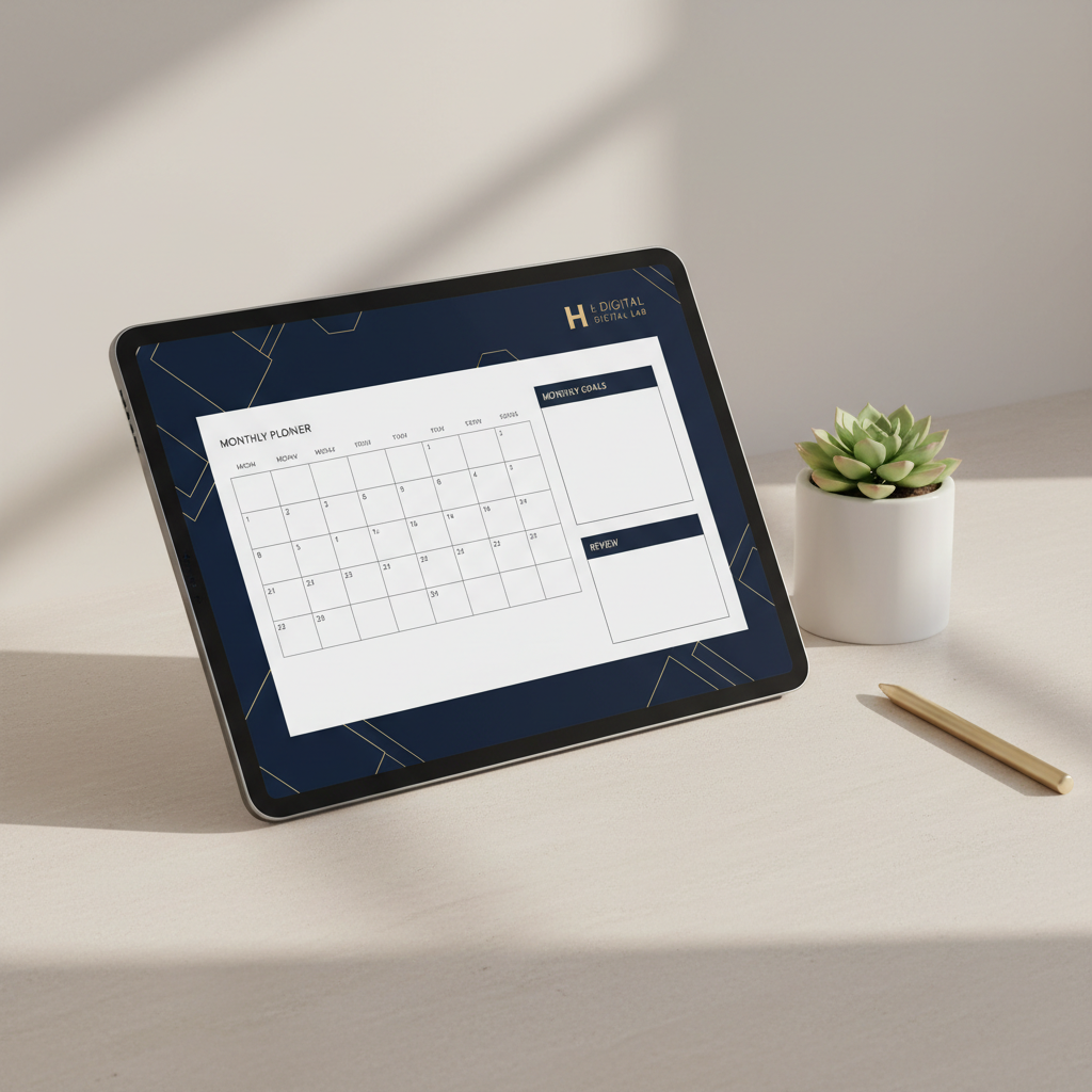 Mockup iPad Planner Mensuel