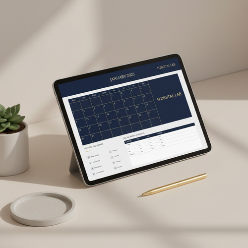 Mockup iPad Calendrier Éditorial