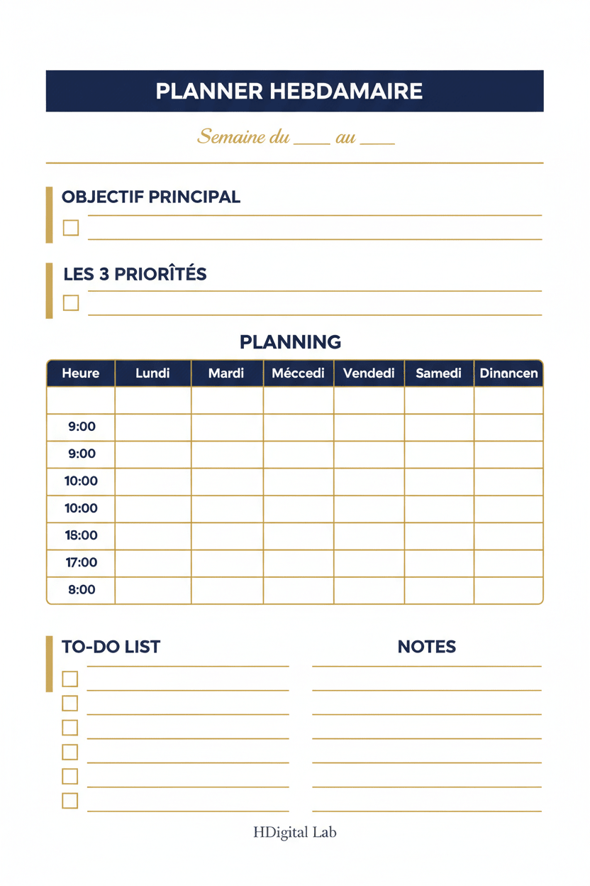 Pack Planners Complet | Quotidien + Hebdomadaire + Mensuel+Meal planner - H Digital Lab
