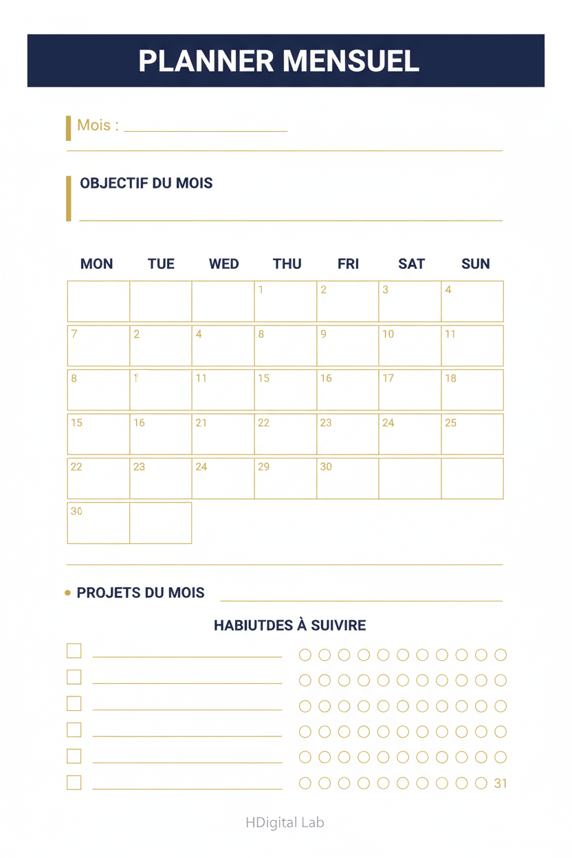 Pack Planners Complet | Quotidien + Hebdomadaire + Mensuel+Meal planner - H Digital Lab
