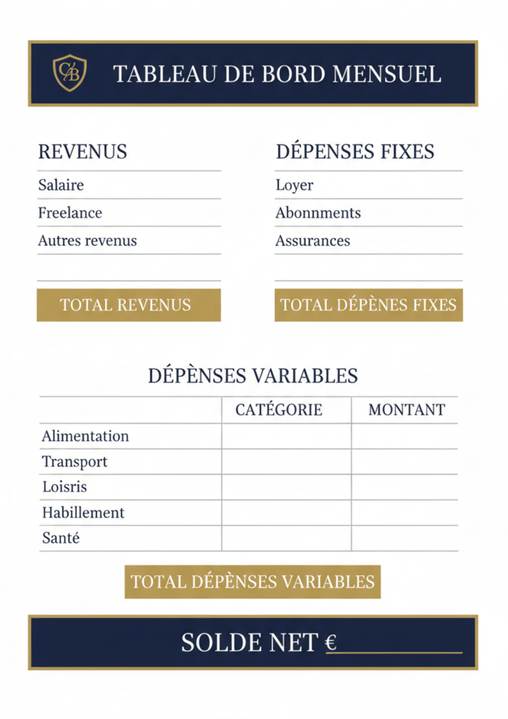 Planner Budget du Mois | Suivi Dépenses & Épargne - H Digital Lab